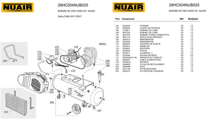 Compresseur à piston NUAIR – 3 CV – 150 litres – 230 V