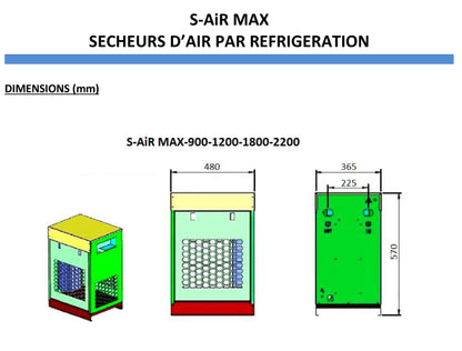 Sécheur d'air comprimé par réfrigération – NUAIR – MAX 900 – 1/2" – 54 m3/h – Garantie 2 ans