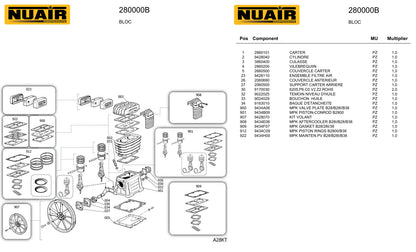 Compresseur à piston NUAIR – 3 CV – 150 litres – 230 V