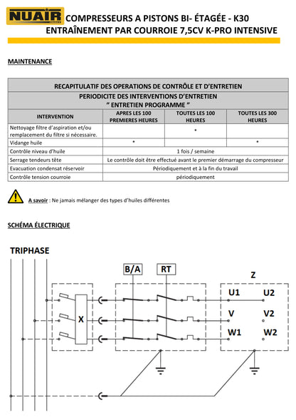Compresseur à piston NUAIR – 7,5 CV – 500 L – 400 V