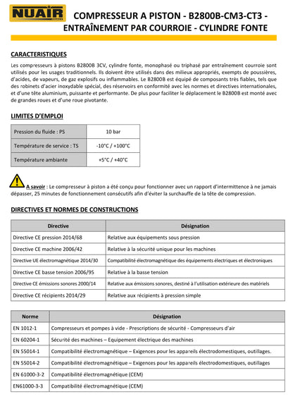 Compresseur à piston NUAIR – 3 CV – 150 litres – 230 V