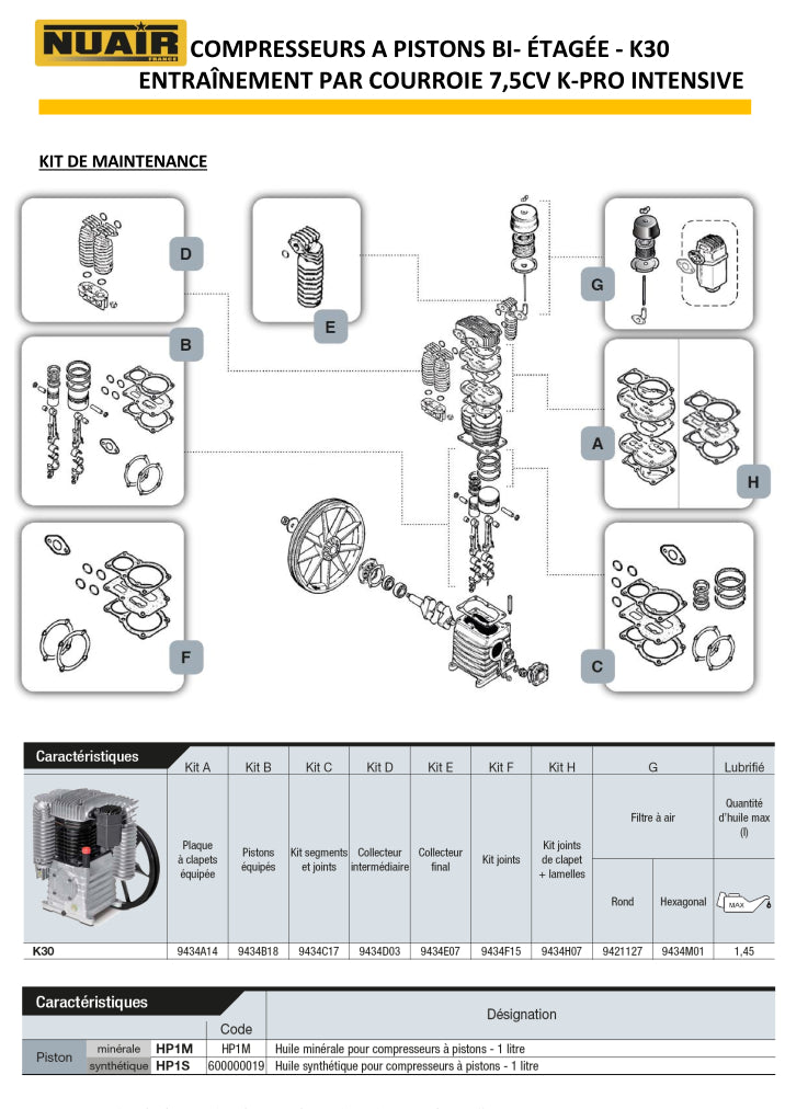Compresseur à piston NUAIR – 7,5 CV – 500 L – 400 V