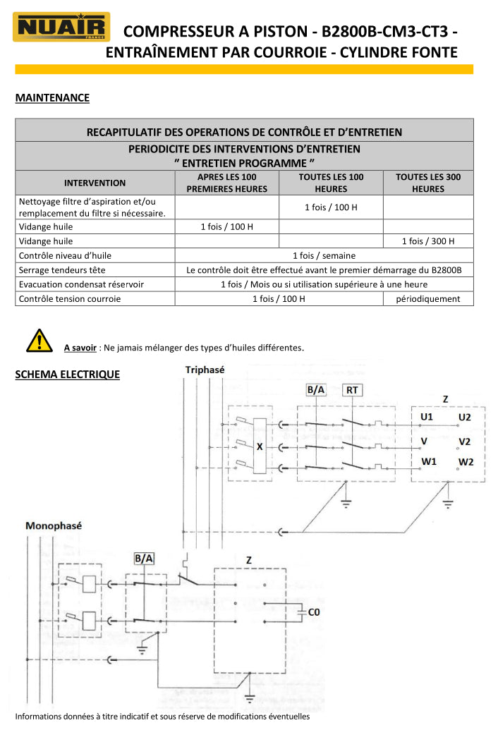 Compresseur à piston NUAIR – 3 CV – 150 litres – 230 V