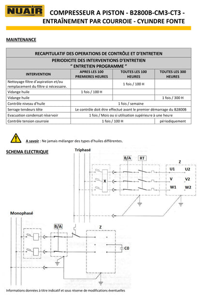 Compresseur à piston NUAIR – 3 CV – 150 litres – 230 V