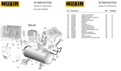 Compresseur à piston NUAIR – 7,5 CV – 500 L – 400 V