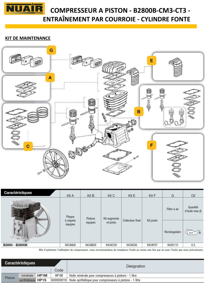 Compresseur à piston NUAIR – 3 CV – 150 litres – 230 V