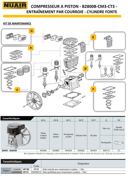 Compresseur à piston NUAIR – 3 CV – 150 litres – 230 V