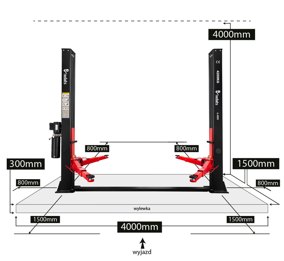 Pont élévateur semi-automatique à deux colonnes 4,2T - REDATS L-205F - Twins Equipement