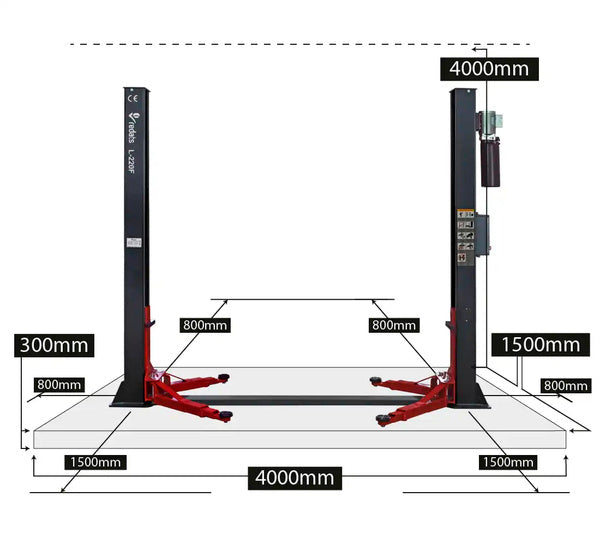 Pont élévateur automatique à deux colonnes 4T REDATS L-220F (230V) REDATS