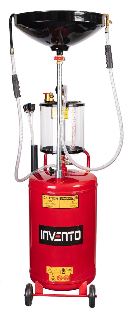 Vidangeur d'huile avec réservoir de contrôle et aspiration, 80 L Invento