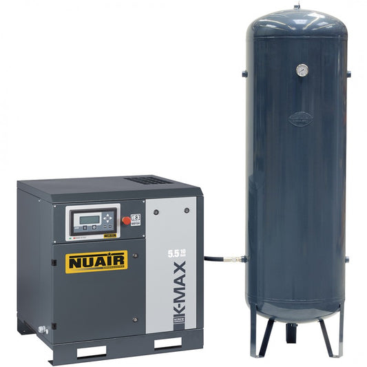 Pack compresseur à vis 5,5 kW 10 bar + réservoir peint 500 L - Nuair K-MAX 5.5/10:500L