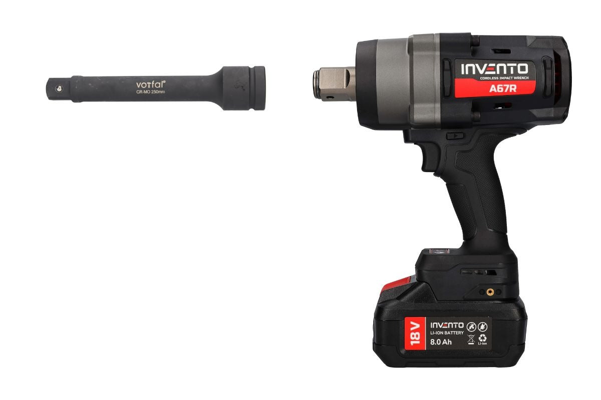 Clé à choc sans fil INVENTO A67R 2400 Nm 1" – coffret + rallonge d'enclume 250 mm Invento